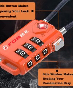 TSA Approved Cable Luggage Locks, Re-settable Combination with Alloy Body Orange 2 Pack 18 71GhXkALaL