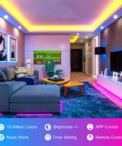 zyzykeji 32.8ft Led Lights for Bedroom, 5050 RGB Strip Music Sync Color Changing with Remote and App Control Strips, Room Home TV Party Decoration 16 71GiWKmfFIL