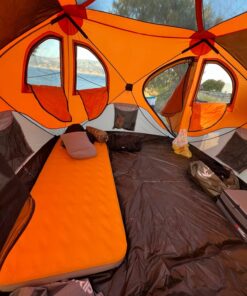 Gazelle Tents T4 Hub Tent, Easy 90 Second Set-Up, UV Resistant, Removable Floor, 4-Person, Orange, 78"x 94" x 94" 22272 T4 Orange/Grey 44 71GipRV1icL