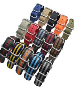 Alternative view of ArtStyle Watch Band with Colorful Nylon Material Strap and Heavy Duty Brushed Buckle Khaki 20mm