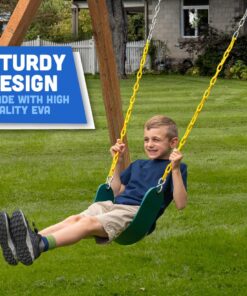 Squirrel Products 2 Pack Heavy Duty Strap Swing Seat - Swing Set Strap Swing Seat Replacement with Plastic Coated Chain for Easy Install - Green Green, 2 Pack Heavy Duty 21 71Gj95poHfL