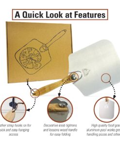 Alternative view of Chicago Brick Oven Aluminum Pizza Peel 12" x 14" with Foldable Wooden Handle, 25" Long Turning Spatula, Pizza Paddle, Pizza Spatula Paddle, Aluminum Metal Pizza Peel 12 Inch, Pizza Accessories 12" x 14" x 25"