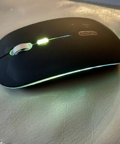 Uiosmuph LED Wireless Mouse, G12 Slim Rechargeable Silent Mouse, 2.4G Portable USB Optical Computer Mice with USB Receiver and Type C Adapter (Matte Black) Matte Black 41 71GjcmAHl3L