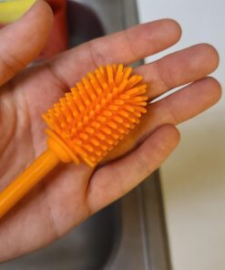 Kitchiny 12.5" Silicone Bottle Brush and Straw Cleaner Brush Set | Bottle Cleaner Brush for Hydroflasks, Insulated Sports Bottles, Straws | Water Bottle Brush Cleaner for Narrow Neck containers Orange 31 71Gk4rp4RiL