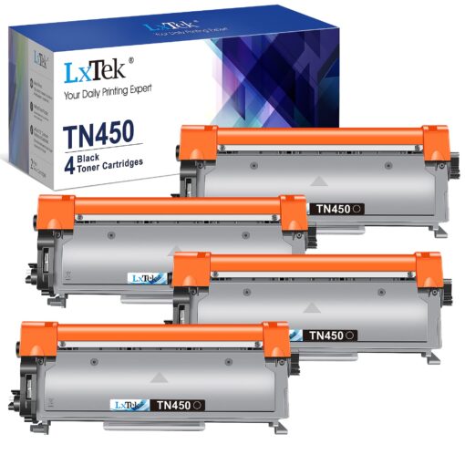 LxTek Compatible Toner Cartridge Replacement for Brother TN-450 TN450 TN420 to compatible with MFC-7360N DCP-7065DN IntelliFax 2840 2940 MFC-7860DW MFC-7460DN HL-2270DW MFC7240 Printer (Black, 4 Pack)