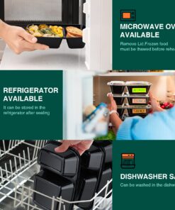 Glotoch 50 Pack 32 oz Meal Prep Containers Reusable, 2 Compartment Food Containers with Lids To Go Containers, Black Plastic Containers for Lunch-Microwave, Freezer, Dishwasher Safe, Eco-Friendly 32OZ 21 71GkEXht7XL