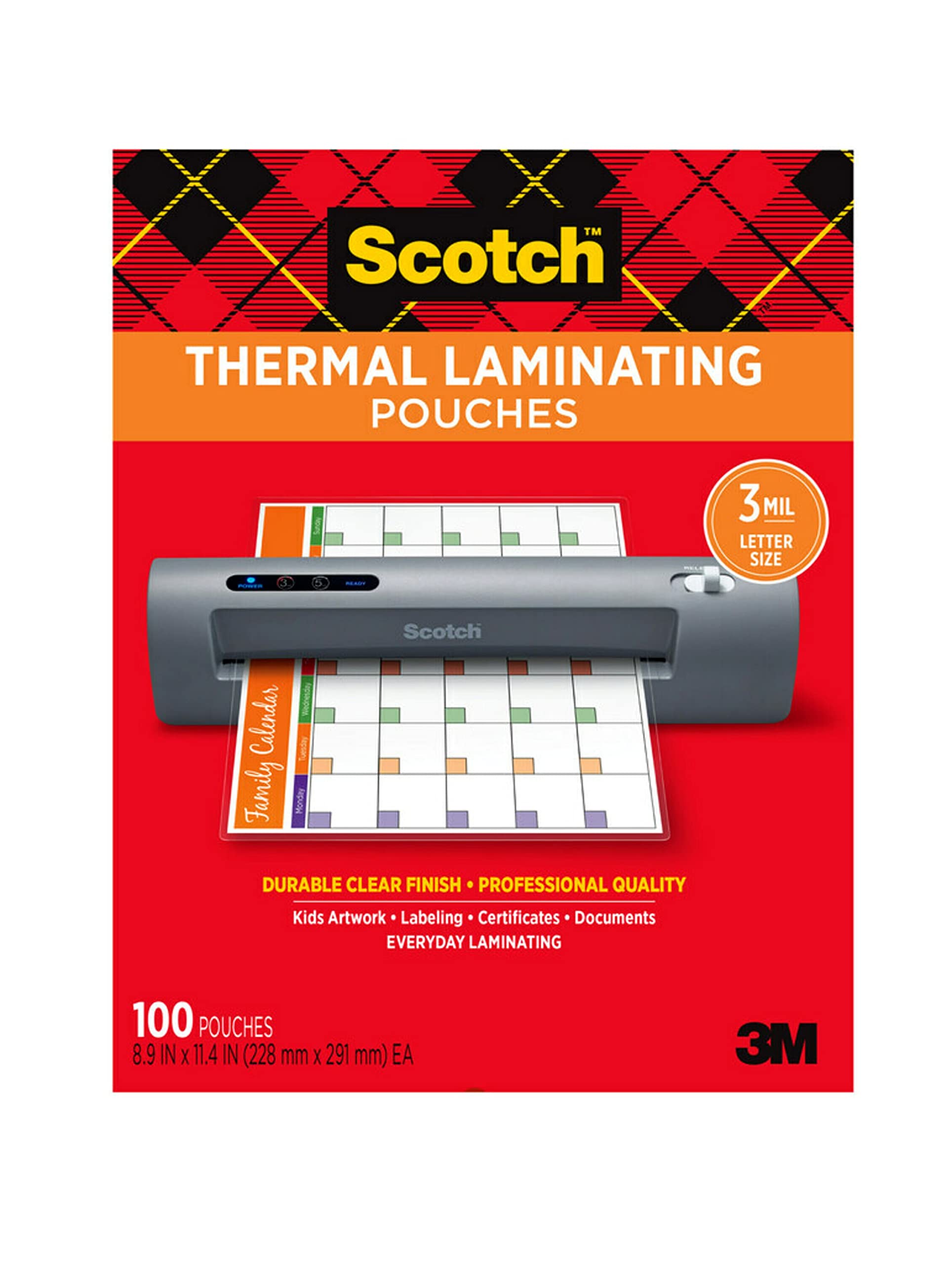 Scotch Thermal Laminating Pouches, Laminate Homemade Ornaments, Christmas Banners and Gift Tags, For Use With Thermal Laminators, 8.9 x 11.4 Inches, Letter Size Sheets, 100-Pack 1 Scotch Thermal Laminating Pouches, Laminate Homemade Ornaments, Christmas Banners and Gift Tags, For Use With Thermal Laminators, 8.9 x 11.4 Inches, Letter Size Sheets, 100-Pack