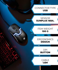 HP Wired RGB Gaming Mouse High Performance Mouse with Optical Sensor, 3 Buttons, 7 Color LED for Computer Notebook Laptop Office PC Home 100 21 71GlDnSuXYL