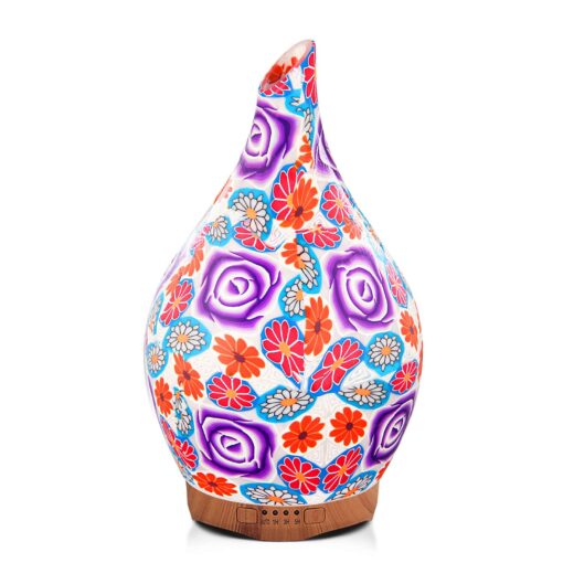 280ml Purple Rose Essential Oil Diffuser Glass Aromatherapy Ultrasonic Humidifier - Auto Shut-Off,Timer Setting, BPA Free for Home Hotel Yoga Leisure SPA Gift G5-280ml Purple Rose Aladdin Vase 280ml