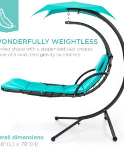Alternative view of Best Choice Products Outdoor Hanging Curved Steel Chaise Lounge Chair Swing w/Built-in Pillow and Removable Canopy - Teal