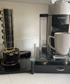 DecoBrothers Crystal Tempered Glass Vertuo Pod Holder Drawer, 24 Large or 48 Small Nespresso Capsule Organizer 48 pcs Capacity Black 36 71Gm1NsG5L