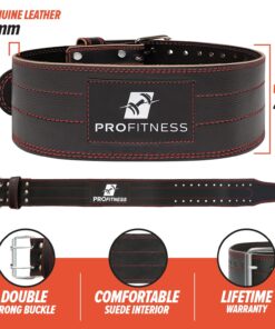 Alternative view of Weight Lifting Belt (5mm Thick) - Leather Weight Lifting Belt for Women & Men - Functional Workout Belt - Gym Belt for Weightlifting, Powerlifting, Squat & Deadlift - Adjustable Weightlifting Belt Black/Red Medium