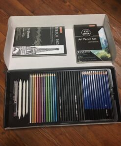 Shuttle Art Professional Drawing Kit, 123 Pieces of Drawing Pencils Set Includes Colouring Pencils, Watercolor, Charcoal, Graphite and Sketch, Ideal for Adults Children Artists 42 71GmKubr4nL