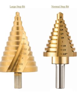 ZELCAN Large HSS Spiral Groove Step Drill Bit, 12 Sizes Titanium High Speed Steel 1/4" to 2-3/8" Drill Bit for Sheet Aluminium Metal Wood Hole Drilling, Big Multiple Hole Stepped Up Bit for DIY Lovers 1 PC Large HSS Step Drill Bit, 1/4" - 2-3/8" 10 71GmNGHaV7L