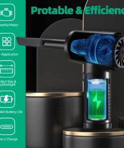 Alternative view of Compressed Air Duster, Cordless Air Duster & Vacuum 2 in 1, Electric Duster Reusable, 91000RPM Computer Vacuum Cleaner, Dust Blower for Computer, Car, Keyboard Clean, Replaces Compressed Air Cans