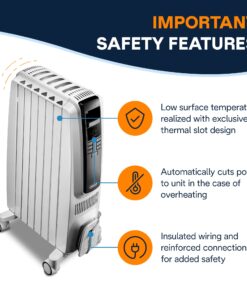 DeLonghi Dragon Digital Oil Filled Radiator Heater, 1500W Electric Space Heater for indoor use, programmable timer, Energy Saving, full room heater with safety features TRD40615E White 22 71GmmRlFIJL