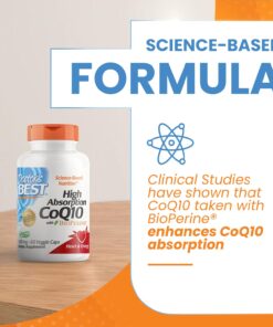 Doctor's Best High Absorption CoQ10 with BioPerine, Heart Health & Energy Production, Naturally Fermented, Non-GMO, Vegan, Gluten Free, 400 mg, 60 Veggie Caps Unflavored 60 VC 14 71Gnlm2c6dL
