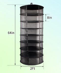 Alternative view of Growsun Herb Drying Rack, Hanging Mesh Drying Rack, 8 Tiers 24 inch Diameter, Large Plants Dry Rack 8 Tiers, 24'' Diameter Black