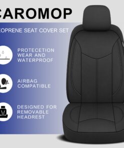 CAROMOP Waterproof Car Seat Cover Full Seats, Neoprene Seat Covers for Cars,Split Bench Compatible Car Interior Covers, Universal Fit Most Car Sedan Truck SUV(Black) Black Full Set 18 71GqTkyJvkL