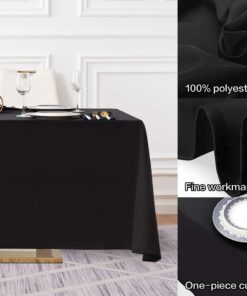 Alternative view of Surmente Tablecloth 90 x 132-Inch Rectangular Polyester Table Cloth for Weddings, Banquets, or Restaurants (Black) ……… 90x132 in, 1 Pack Black