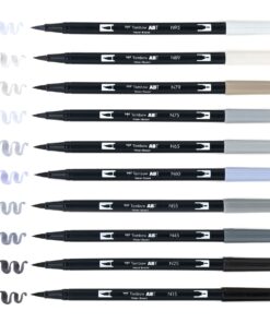 Tombow 56171 Dual Brush Pen Art Markers, Grayscale, 10-Pack. Blendable, Brush and Fine Tip Markers 31 71Gr6bctqaL