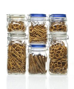 Alternative view of Bormioli Rocco Fido Square Jaw with Blue Lid, 33-3/4-Ounce, 33.75 Ounce, Clear