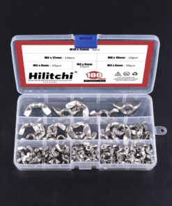 Hilitchi 100-Pcs M3 M4 M5 M6 M8 M10 Wingnut Butterfly Wing Nuts Assortment Kit, 304 Stainless Steel 13 71GrWg4MUML