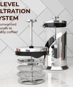 The Original Glass French Press Coffee Maker - Versatile Coffee Press, Tea Press w/ 4 Level Filtration, BPA Free French Press Stainless Steel Coffee Maker by Cafe Du Chateau (34oz) 38 71GrZtqVI6L