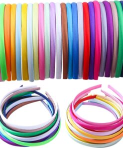 Candygirl HeadBands for Girls,DIY Satin Covered Girls Headbands,1cm Width Craft Headbands for Daily and Party(26pcs Per Pack Each Color 1pcs) Assorted 26 colors