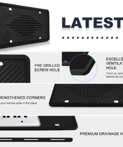 Intermerge License Plate Frames, 2 Pack, Universal US Car Black TPU Bracket Holder. Rust-Proof, Rattle-Proof, Weather-Proof with Drainage Holes Car Accessories 25 71GsLOz1gGL