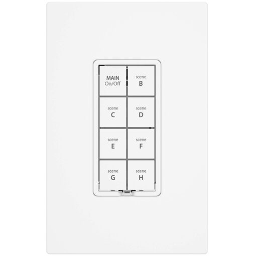 Insteon Smart Dimmer 8-Button Keypad, KeypadLinc in-Wall Controller, 2334-222 (White) - Insteon Hub Required for Voice Control with Alexa & Google Assistant White 8 Button Keypad Dimmer