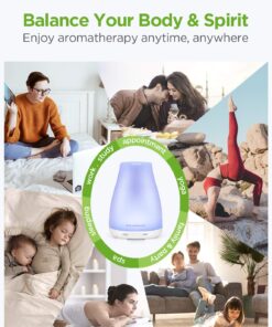 InnoGear Essential Oil Diffuser, Upgraded Diffusers for Essential Oils Aromatherapy Diffuser Cool Mist Humidifier with 7 Colors LED Lights 2 Mist Mode Waterless Auto Off for Home Office Room, White Basic White 31 71GuUTnnLL