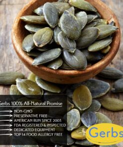 GERBS Raw Pumpkin Seed Kernels 2 LB. Resealable Bag, Top 14 Allergy Free Foods, Healthy Protein & Magnesium Packed Superfood Snack, Non GMO, No Oils, No Preservatives, Gluten & Peanut Free, Vegan, Keto, Kosher, Shelled Pepitas grown in Canada 25 71GubRAo4LL
