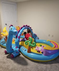 Intex Dinoland Inflatable Dinosaur Swimming Pool Kiddie Play Center with Water Slide, Dino Arch Water Sprayer, and Games for Ages 2 and Up, Multicolor 1 39 71Gugu6PE L
