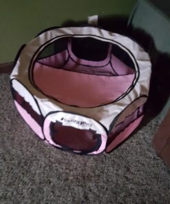 PET4FUN PN935 29" Portable Pet Puppy Dog Cat Animal Playpen Yard Crates Kennel w/Premium 600D Oxford Cloth, Tool-Free Setup, Carry Bag, Removable Security Mesh Cover/Shade, 2 Storage Pockets(Pink) Upgrade Version: 29" x 29" x 17" Medium Pink 51 71GupGf5kL