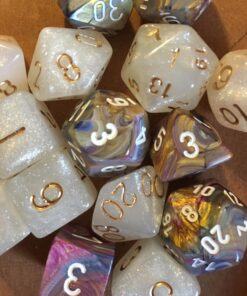 Elven White RPG D&D Dice Set: 7 + 3d6 = 10 polyhedral die plus bag! by Dave's Dice 15 71GvPKHHjL