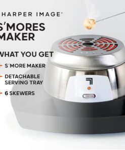 Alternative view of SHARPER IMAGE Electric Tabletop S'mores Maker 8-Piece Kit, 4 Skewers & Serving Tray, Small Kitchen Appliance, Flameless Marshmallow Roaster Machine, Movie Date Night Supplies, Kids Family Fun Gift New Version - Black