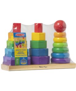 Melissa & Doug Geometric Stacker - Wooden Educational Toy - Shape Sorter And Stacking Toy, Stacking Tower Toy For Babies, Toddlers And Kids Ages 2+, Multicolor, Playsets 28 71Gw2QWWQWL
