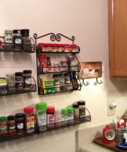 Deco Brothers Wall Mounted Single Tier Mesh Hanging Spice Rack, Set of 2, Bronze 2 Pack 24 71GwMr64fYL 1