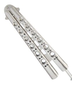 VORNNEX Practice Butterfly Knife Trainer,Full Stainless Steel Unsharpened 100% Safe Dull Balisong Knives Trainer Butterfly Comb for Training(Silver) 17 71Gx0acmXaL