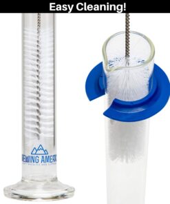 Glass Hydrometer Test Tube Jar & Cylinder Brush - Narrow Flask for Alcohol by Volume Test - Moonshine, Homebrew Beer, Home Wine Making Kits, Borosilicate Glass 3.3 10 71GxazBJRTL