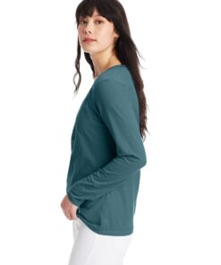 Alternative view of Hanes Womens Originals Long Sleeve Cotton V-Neck T-Shirt, Lightweight V-Neck Tee, Modern Fit Small Allgood Gold