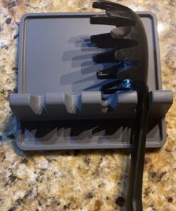 Silicone Spoon Rest for Stove Top with Drip Pad (Two Pack) - Heat Resistant, BPA Free Utensil Rest & Spoon Holder for Kitchen Counter - Grill Utensil Holder for Spatulas, Tongs, Ladles - Grey Medium - 2 Packs Gray 37 71Gy7jmfS7L