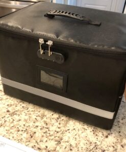 EXLIFBAG File Organizer, Fireproof File Box with Lids, Important Document Organizer Box with Lock, Portable File Folder Organizer with Handle Black 1 Layer 78 71GzZWBM8jL