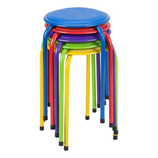 Fat Catalog - ALT-1102AC-SO ALT1102ACSO Metal Stack Stools with Padded Seat, Red/Purple/Blue/Green/Yellow (Pack of 5) Primary