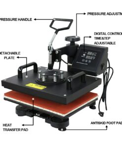 ZENY Heat Press Machine for T Shirt, 5 in 1 Combo Multifunctional Swing Away Clamshell Printing Sublimation Heat Press Transfer Machine for Plate Cap Mug Hat, 12 x 15 inch, 1200W 5in1 10 71H DAPQOtL