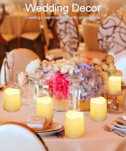 SHYMERY Flameless Votive Candles,50 Pack Flickering Electric Fake Battery Operated LED Candles,200+Hour Long Lasting LED Tea Lights for Wedding,Halloween,Christmas,Party and Holiday Decoration Warm White-50pack 26 71H RqBbxZL