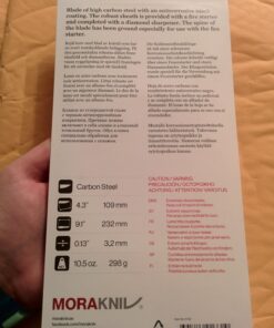 Morakniv Carbon Steel Fixed-Blade Bushcraft Survival Knife with Sheath and Fire Starter, Black, 4.3 Inch 27 71H0mfHVnoL