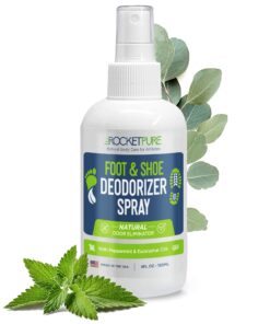 Rocket Pure Natural Shoe Deodorizer Spray & Foot Spray - Shoe Spray Deodorizer, Foot Spray Odor Eliminator Spray, Shoe Odor Eliminator, Foot Deodorant, Foot Odor Shoe Freshener (Mint, 4oz) 4 Fl Oz (Pack of 1) 25 71H2K91HiRL