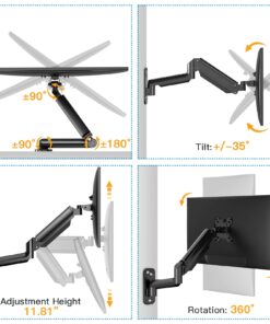 HUANUO Monitor Wall Mount Bracket, Articulating Adjustable Gas Spring Single Arm Stand with VESA Extension Kit for 17 to 32 Inch LCD Computer Screens - VESA 75x75,100x100 26 71H2vdwyQXL